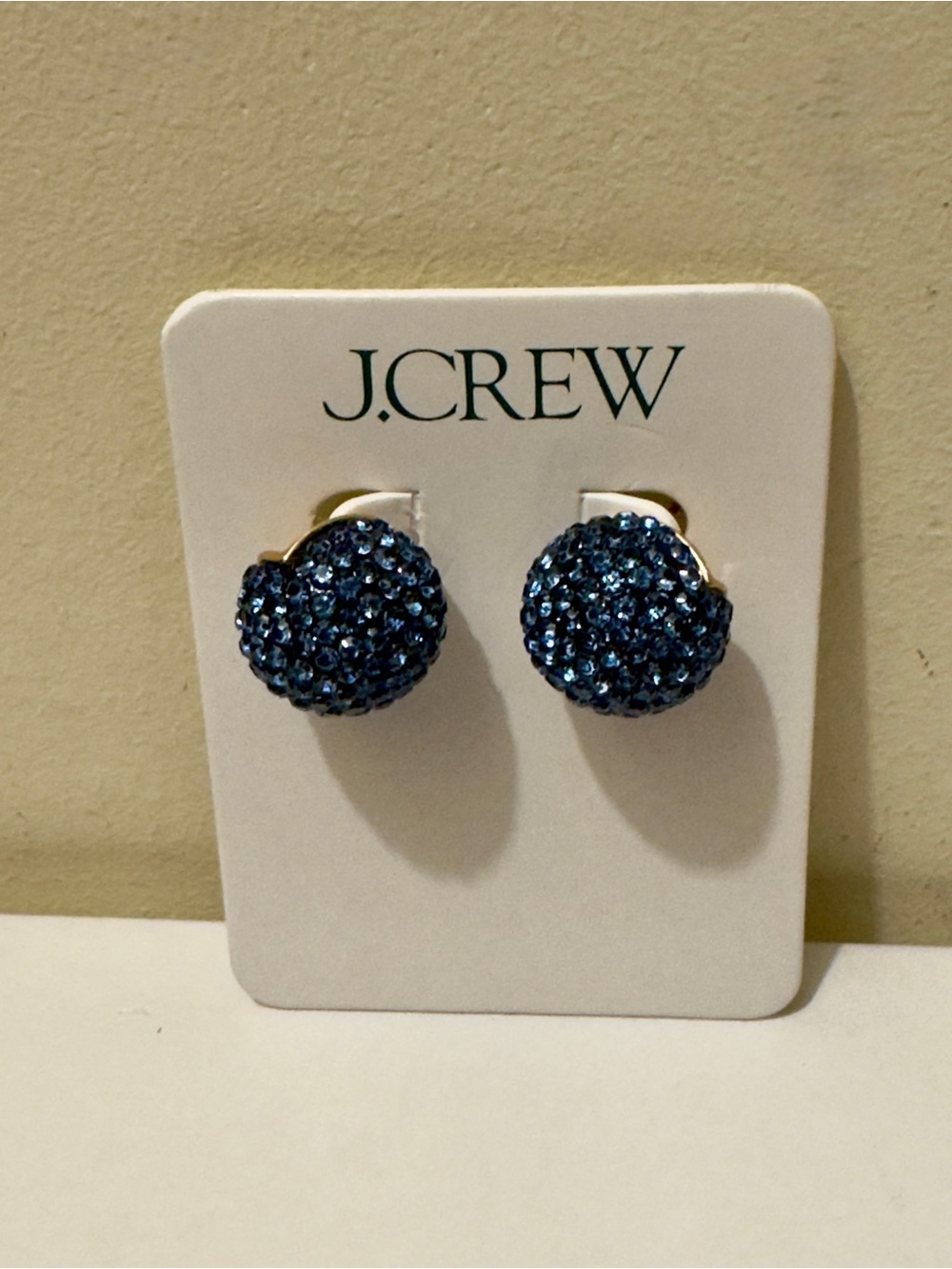 NWT J.Crew Crystal Ball Stud Earrings Royal Blue BN338